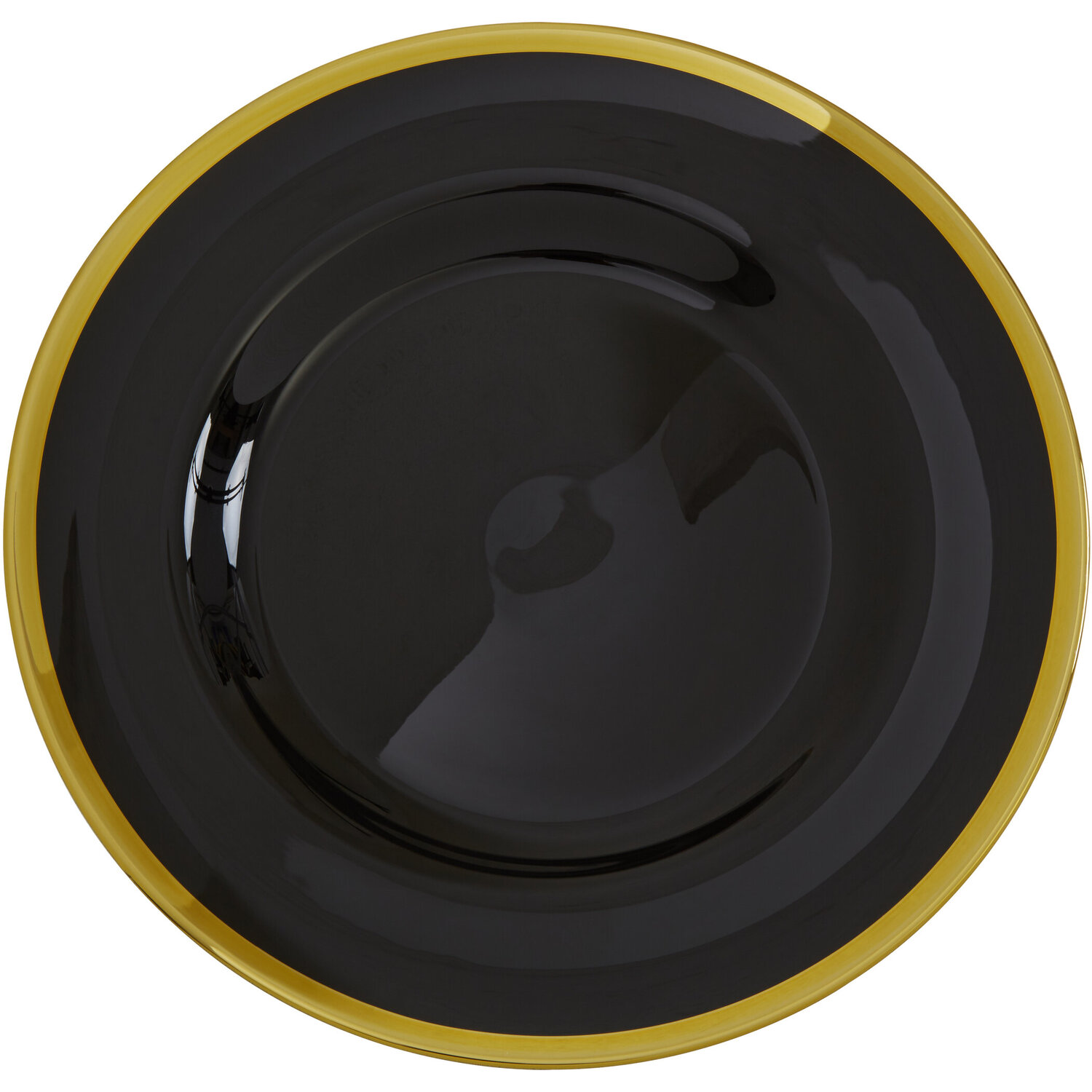 Ida Black Glass Charger Plate with Gold Rim - Black