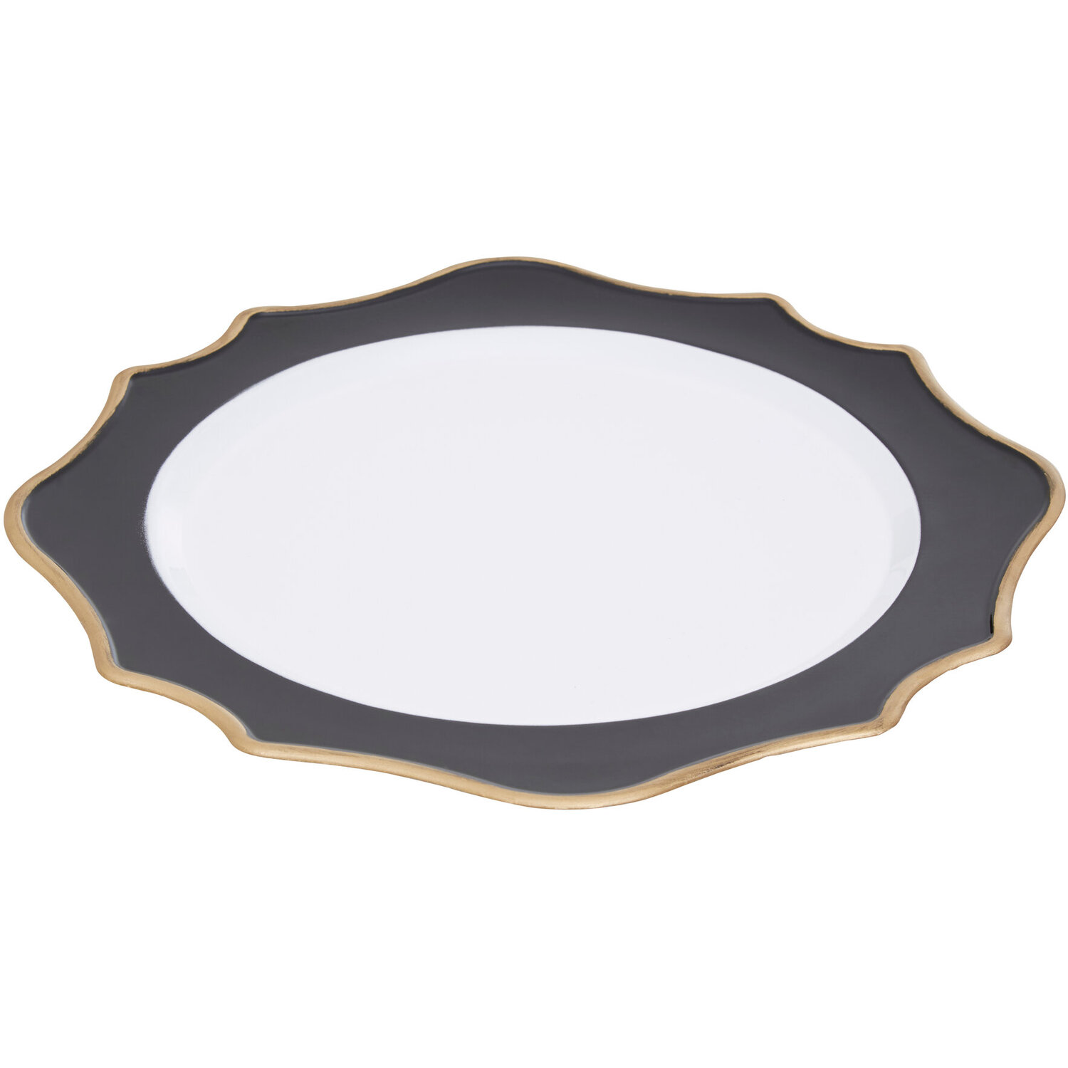 Dia Black And White Round Charger Plate - White