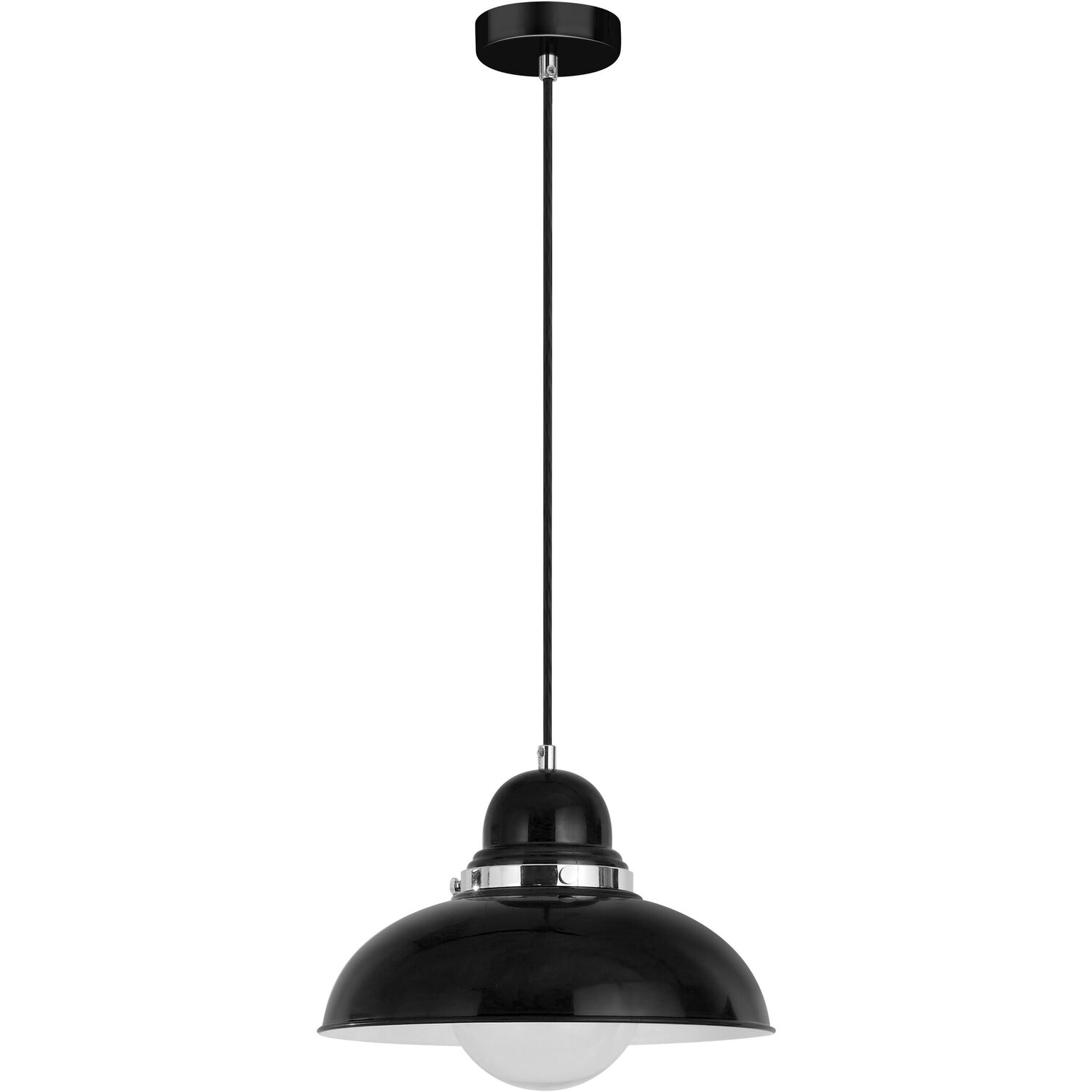 Jasper Black and Chrome Pendant Light - Black