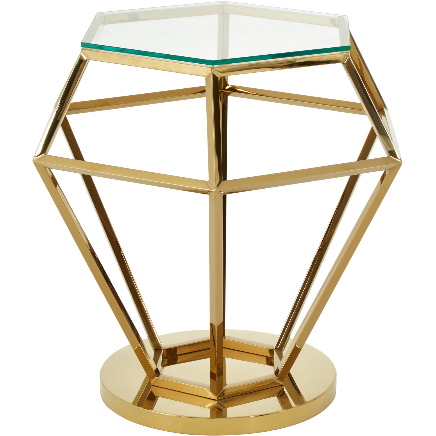 Allure Small Gold Finish Diamond End Table - Gold