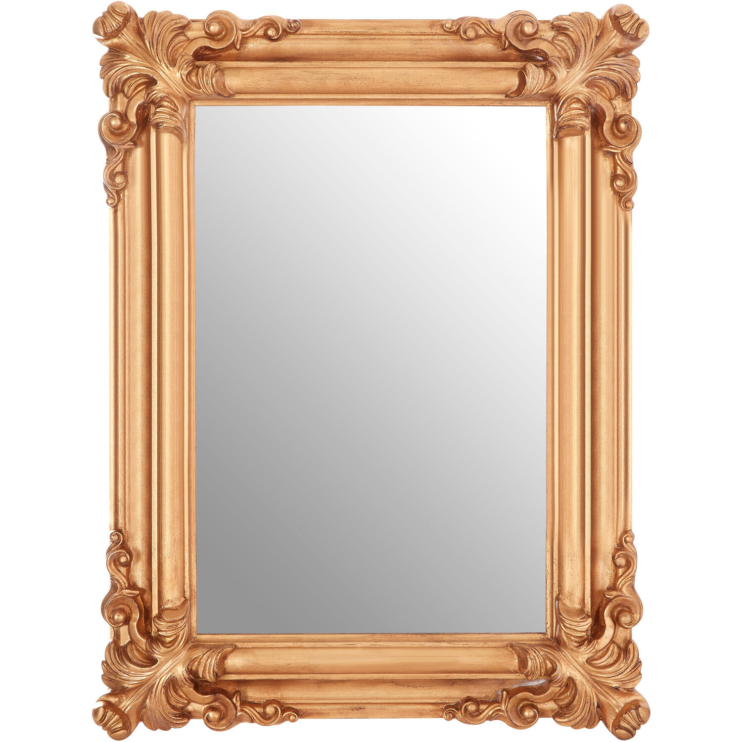 Brussels Baroque Rectangular Grey Wall Mirror - Gold