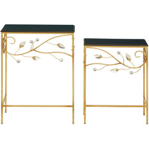 Yaxi Set Of 2 Tables With Black Wooden Top