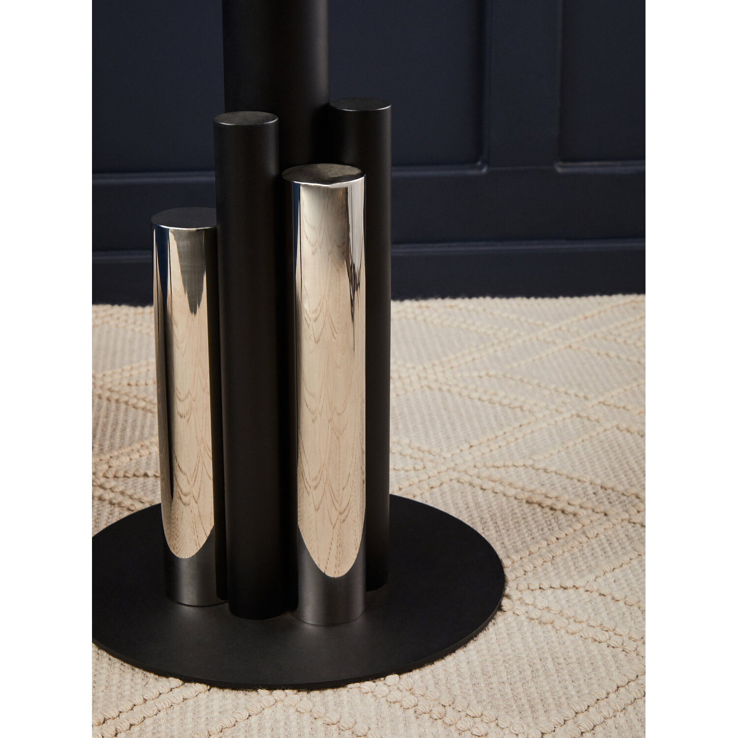 Oria Glass Silver And Black Base Side Table - Black