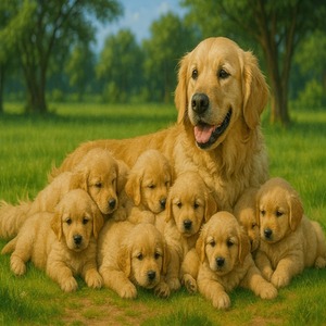 Golden Retriever and Puppies DIY Paint by Numbers