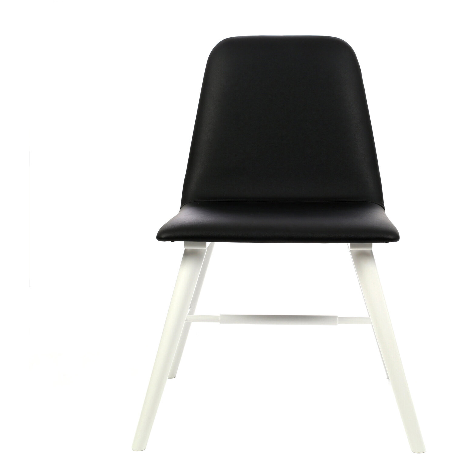 Cassy Black Leather Effect Dining Chair With White Legs - Black