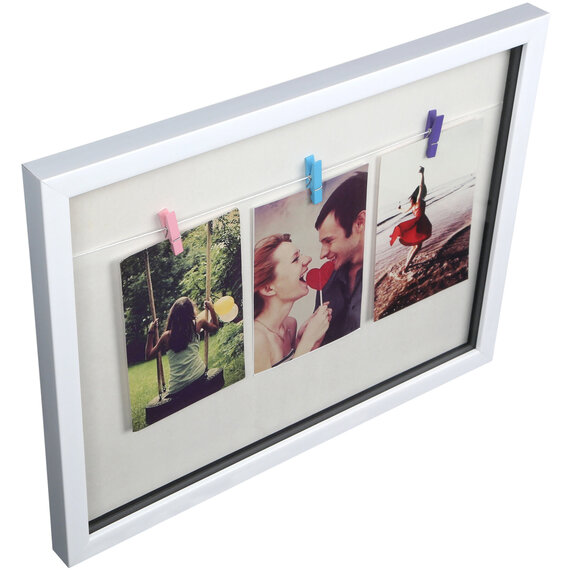 Maren Washing Line White Plastic 3 Peg Photo Frame