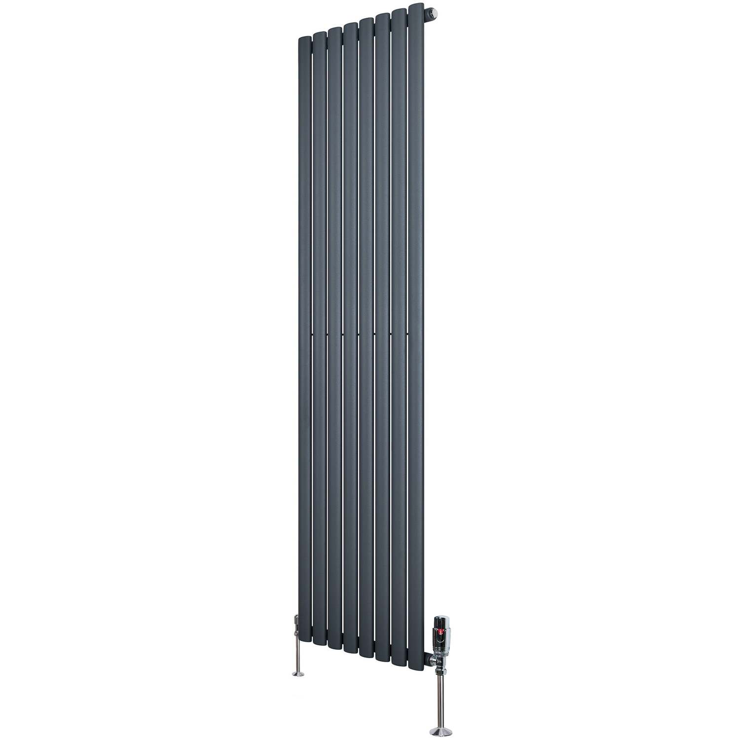 Monstershop Unisex Grey Oval Single Column Radiator & Valves - 1800Mm X 480Mm - Anthracite In - Image 4