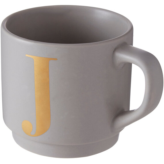 Signet Grey Monogram Mug, J