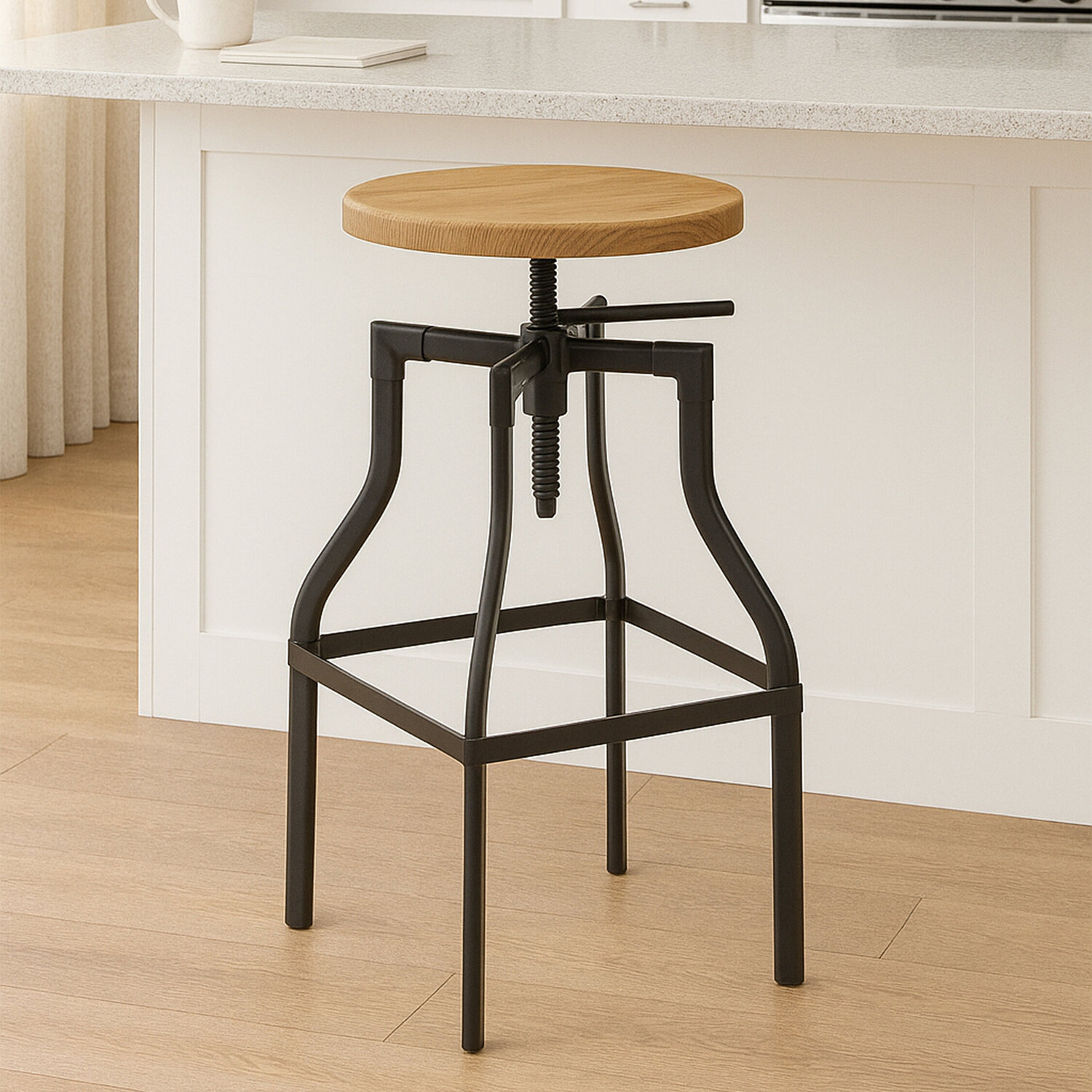 New Foundry Ash Seat Bar Stool - Black