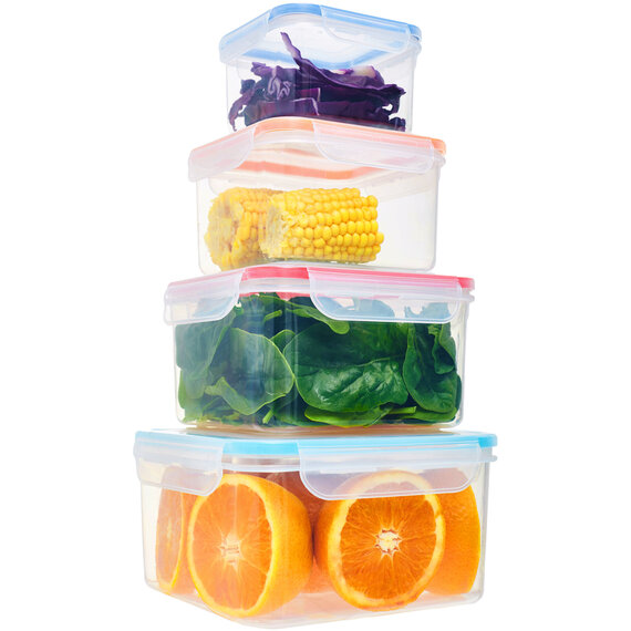 Herrela 4 Piece Square Food Containers with Airtight Lids