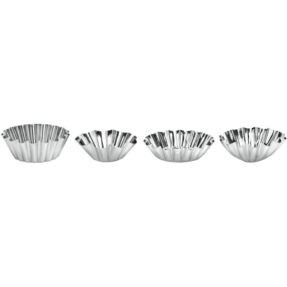 Diva Tinplate Set Of Eight Round Fluted Cake Moulds