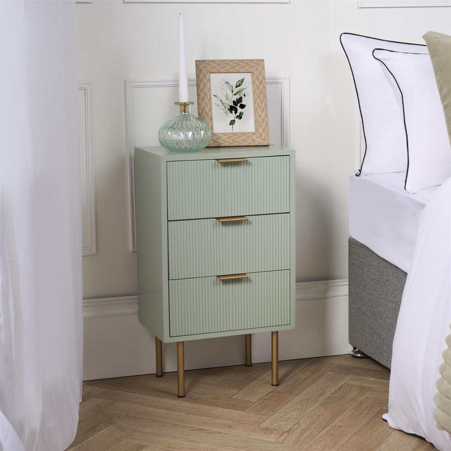 Ohs Ribbed Sideboard - Sage Green / 29Cm