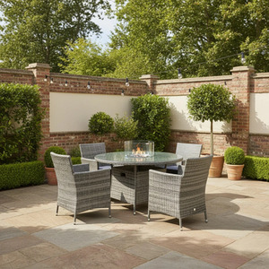 Amazon Rattan Fire Pit Dining Set - Round Table with Chairs