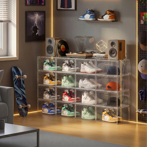 SONGMICS Transparent Stackable Shoe Boxes, Storage Organisers