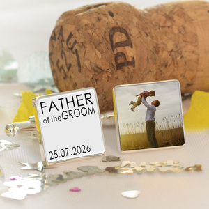 Personalised Father of the Bride or Groom Photo Upload Cufflinks - Silver Finish