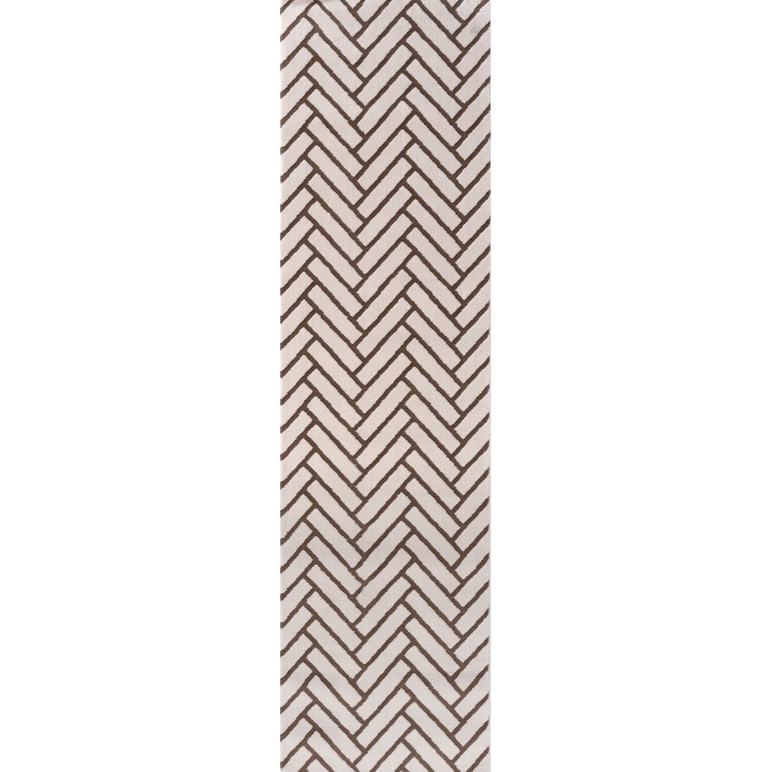 The Rugs Unisex Kids Taupe Loft Herringbone Living Room Area Rug & Runners Soft Pile In | Size: 80Cm X 300Cm - Image 3