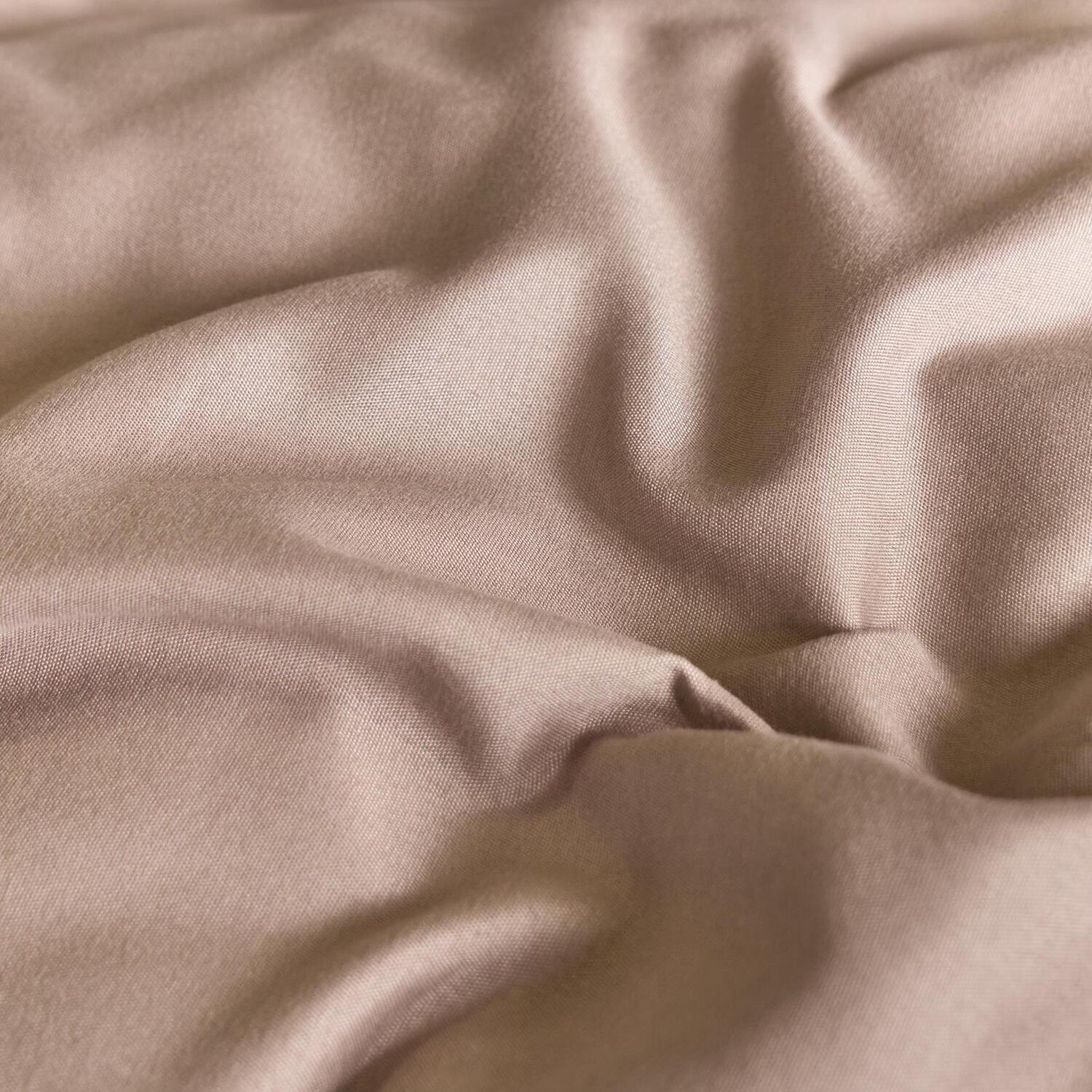 OHS Plain Reversible Duvet Cover With Pillowcase Set in Light Brown | Size: Double