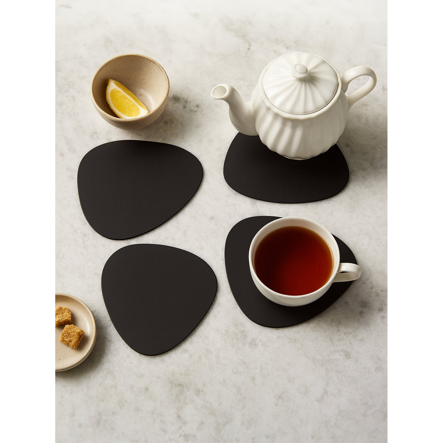 Image of Catlins Pebble 4 Piece Black Leather&hellip;