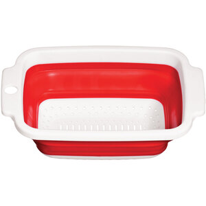 Zing Red and White Collapsible Colander