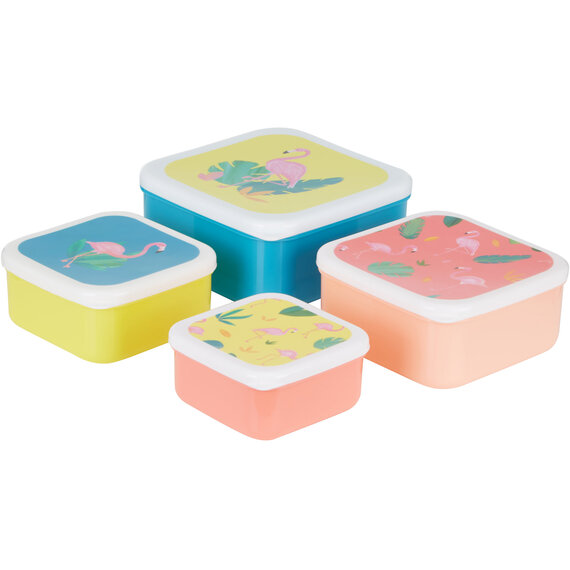 Mimo Set Of 4 Flamingo Lunch Boxes