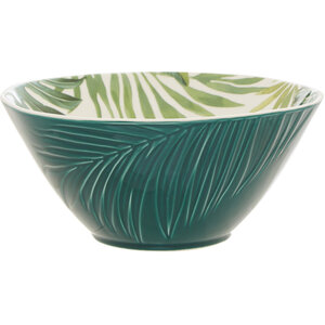 Bali Dark Green Large Salad Bowl with Leaf Design
