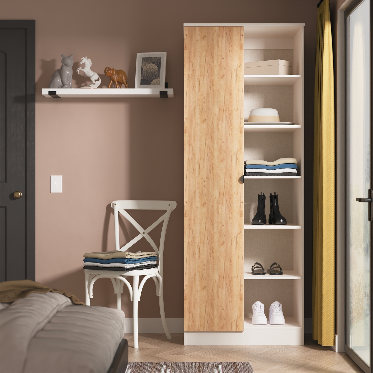 Bora Ready Assembled Tall 2 Door 1 Drawer Robe