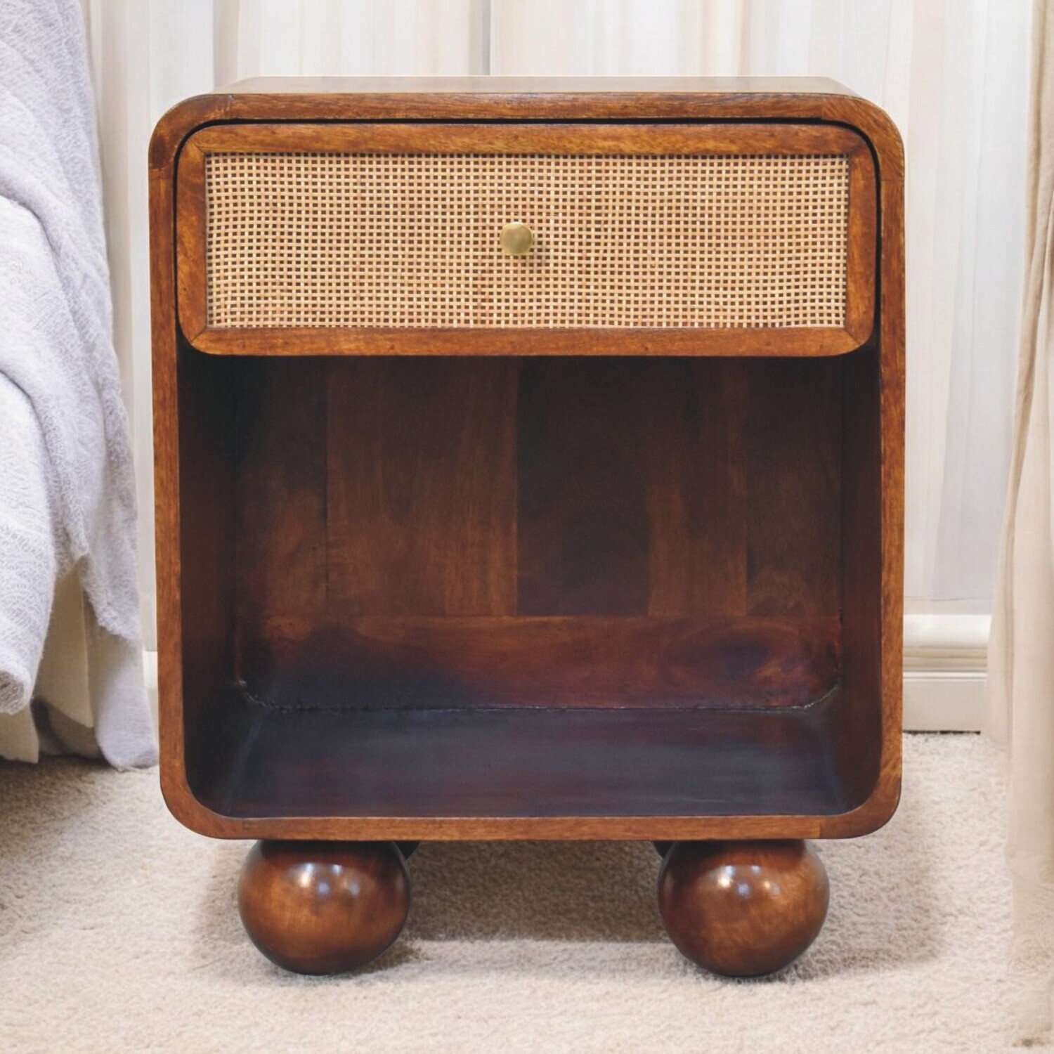 Artisan Furniture Solid Wood Chestnut Open Woven Bedside - Chestnut