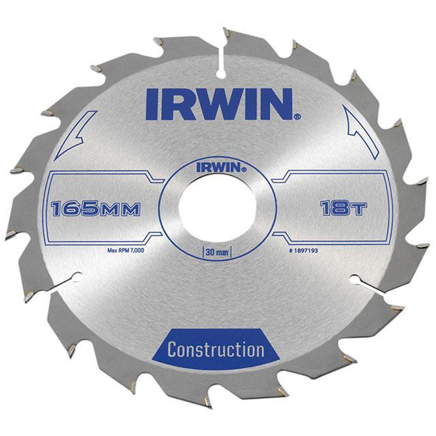 IRWIN® Construction Circular Saw Blade 165 x 30mm x 18T ATB IRW1897193 - Image 7