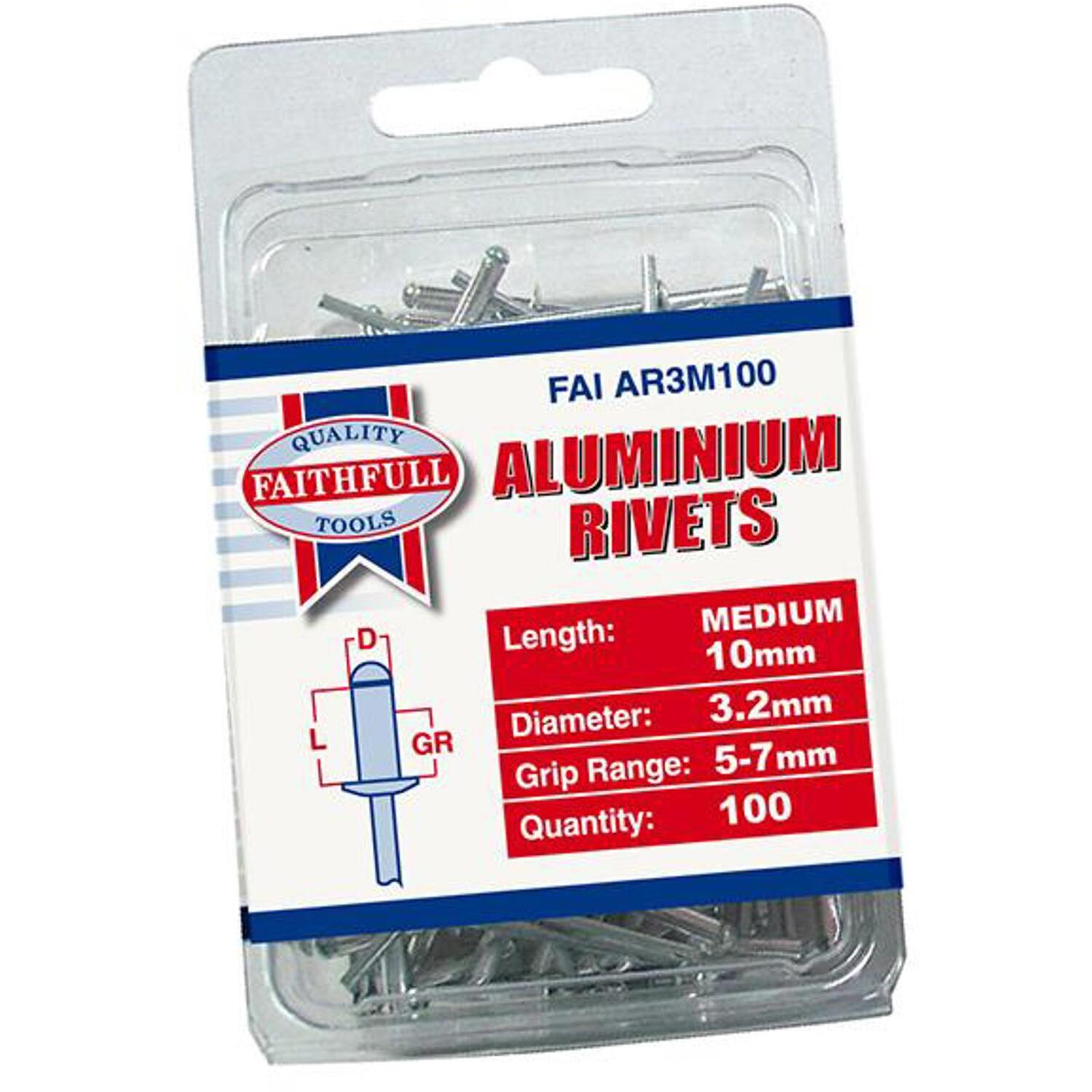 Faithfull Aluminium Pop Rivets 3mm 10mm Pack of 100 - Image 11
