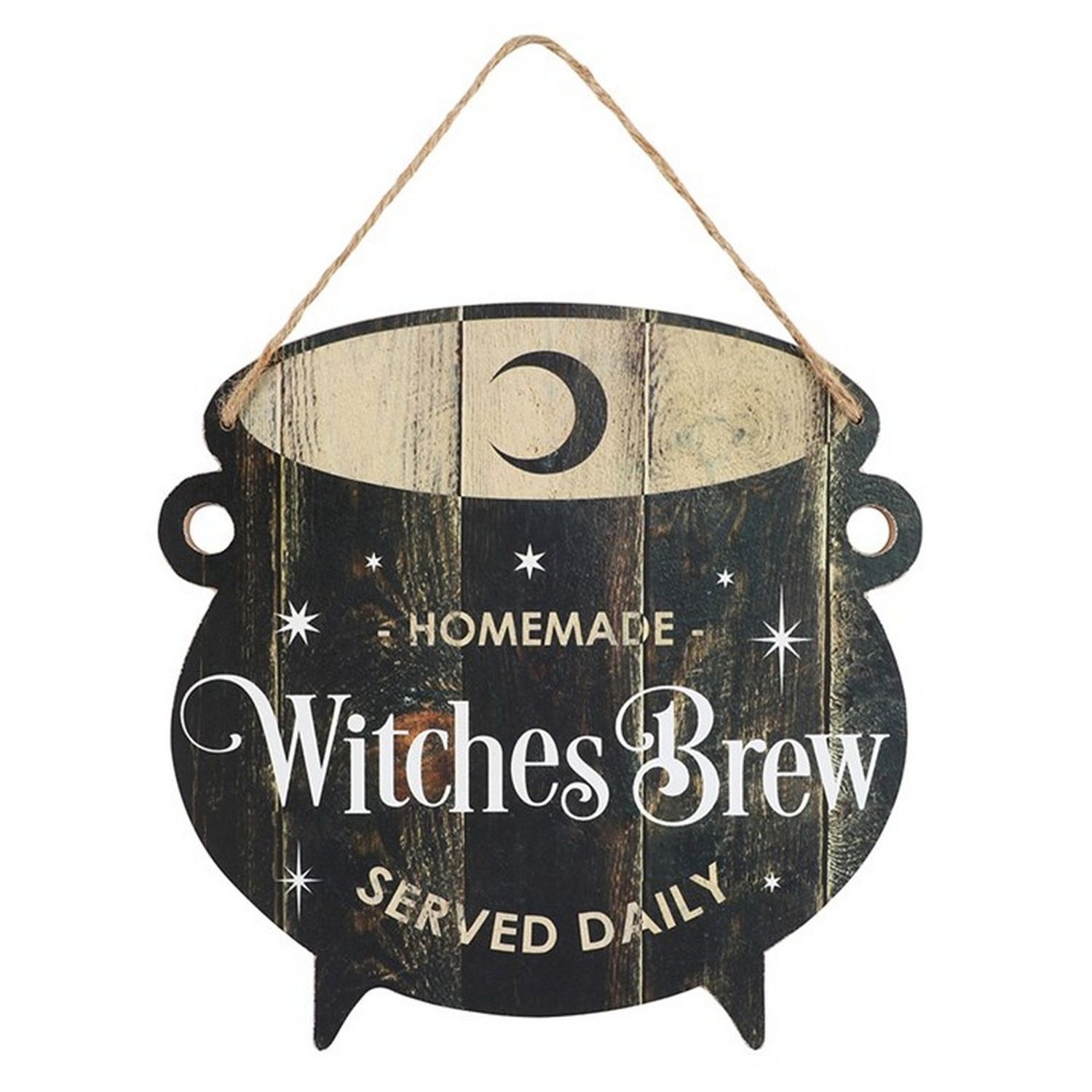 Something Different Witches Brew Cauldron Halloween Door Sign - Black/White/Brown