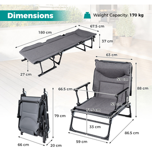 3 in 1 Comfy Padded Convertible Single Sofa Chair