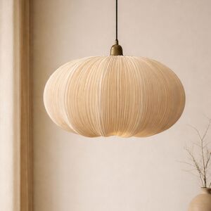 CGC Palmira Champagne Large Oval Stretch Ruffled Silk Fabric Lampshade