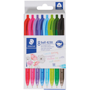 Pack of 8 Rainbow Retractable Pens
