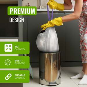 ECOBAG White Kitchen Drawstring Bin Liner - 60L - 28 Micron - Pack of 10