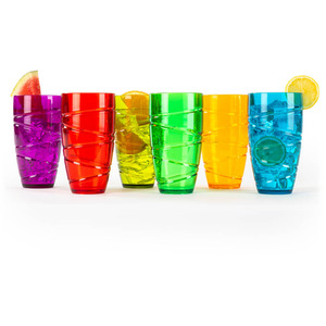 Swirl Multicolour Plastic Tumbler Set of 6