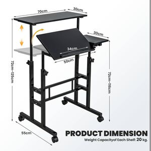 Height Adjustable Mobile Standing Desk