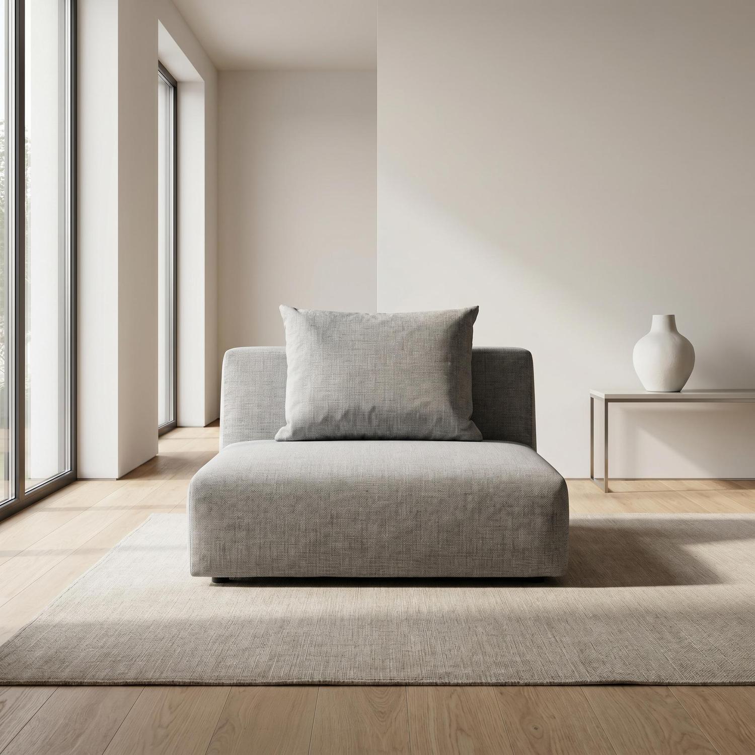 Abakus Direct Tokyo Single Seat In Soft Cream Brushed Tweed Fabric With Deep Seat - Light Grey