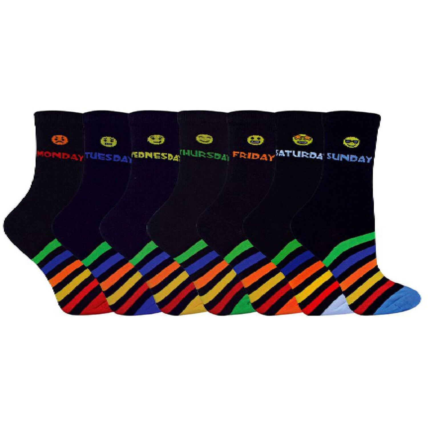 Sock Snob 7 Pack Kids Novelty Days Of The Week Socks Ideal For School - Blue / 9-12