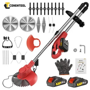 21V Adjustable Cordless Grass Trimmer With 2x Battery Red