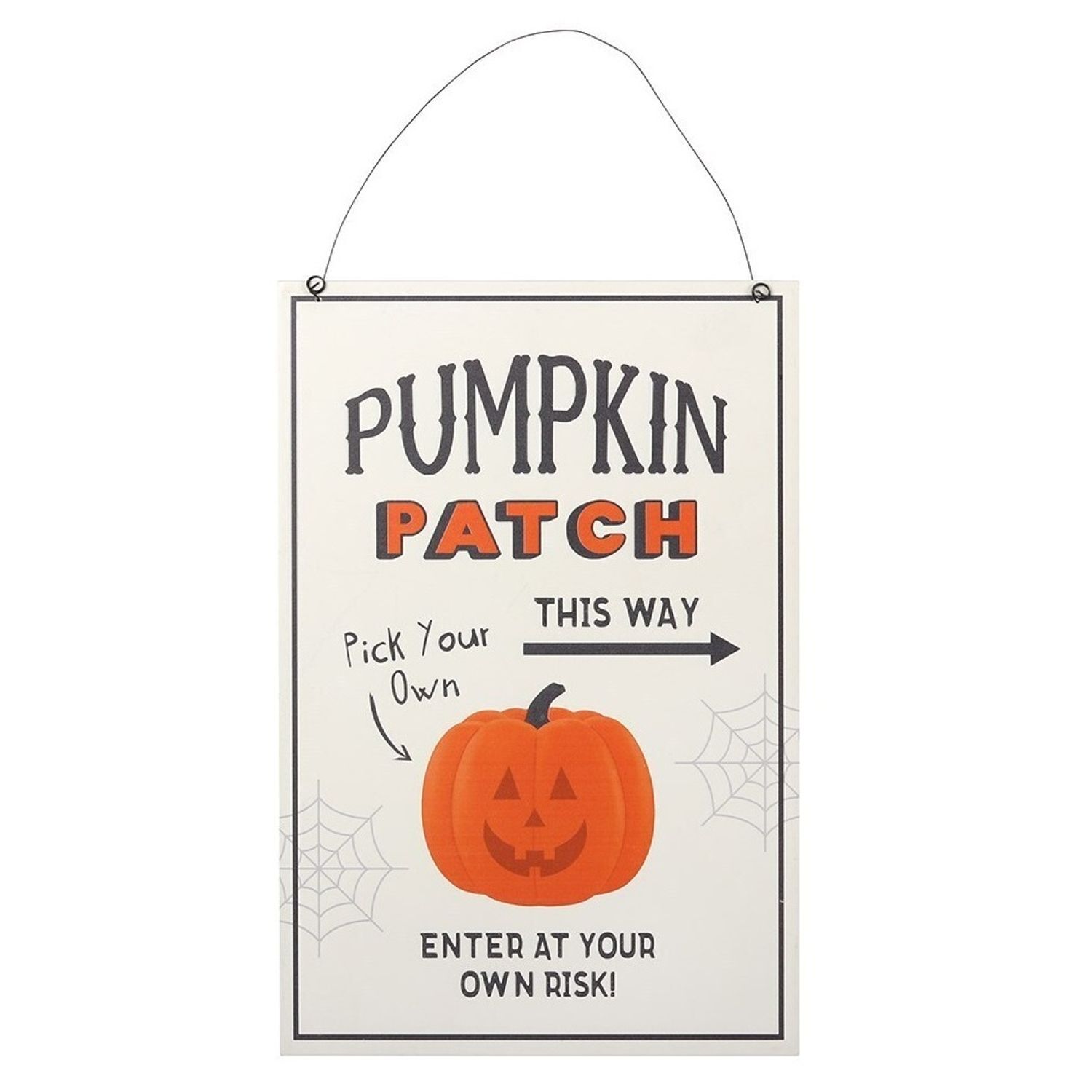 Something Different Pumpkin Patch MDF Plaque - White/Black/Orange - One Size