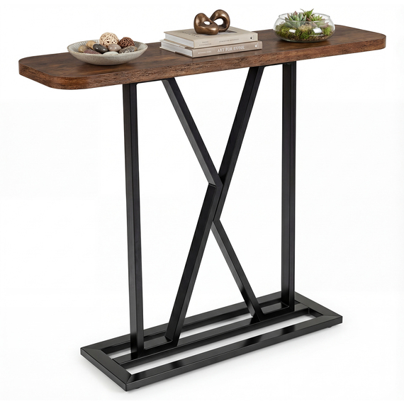 Industrial Sofa Table Behind Couch