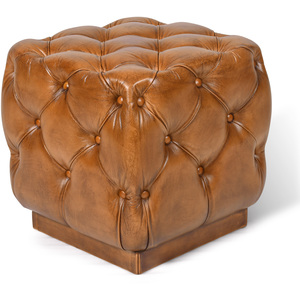 Genuine Real Hide Leather Chesterfield Footstool Ottoman