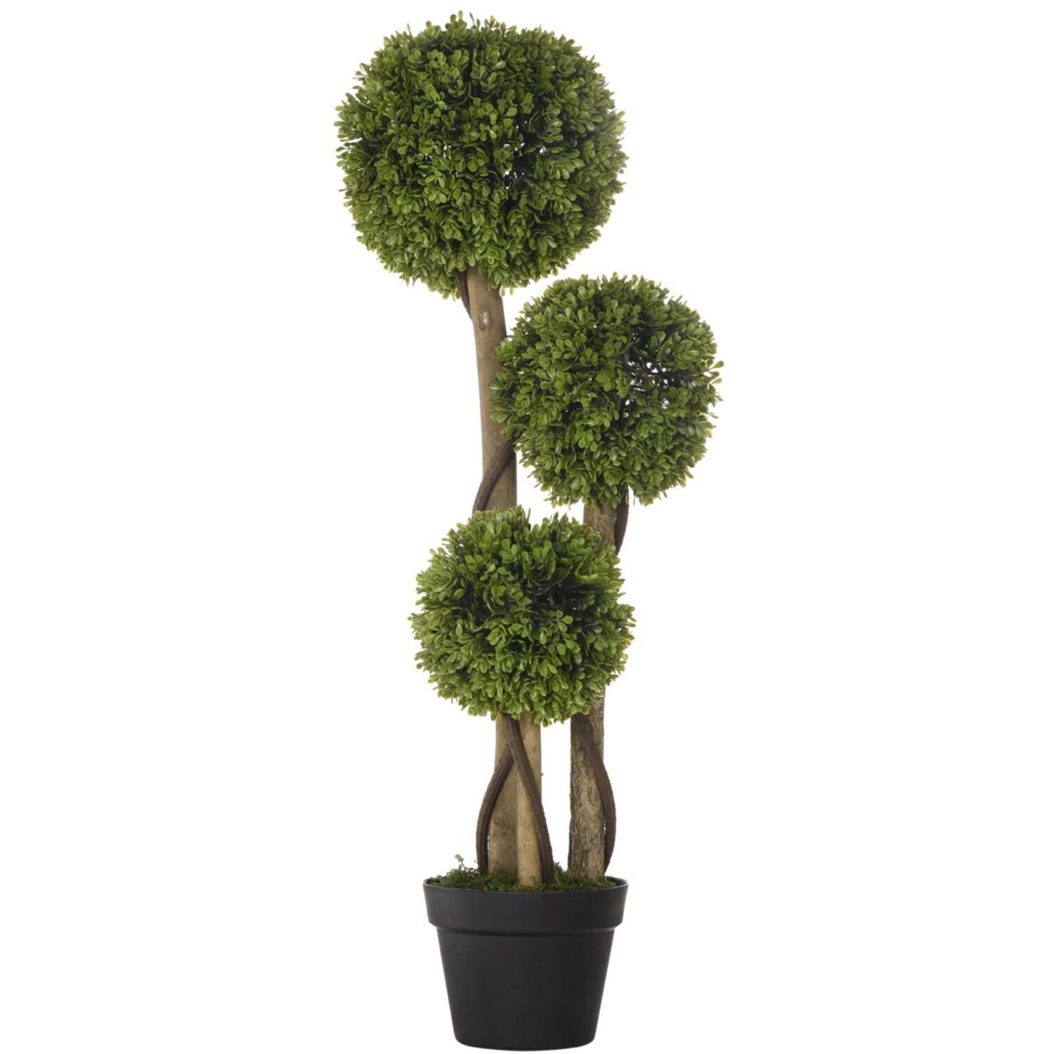 Dyzi Artificial Boxwood Triple Ball Topiary Tree 90Cm Potted Decor - Green