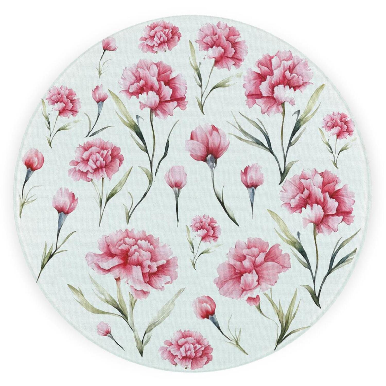 Image of Pink Carnations Textured Glass Round Trivet&hellip;