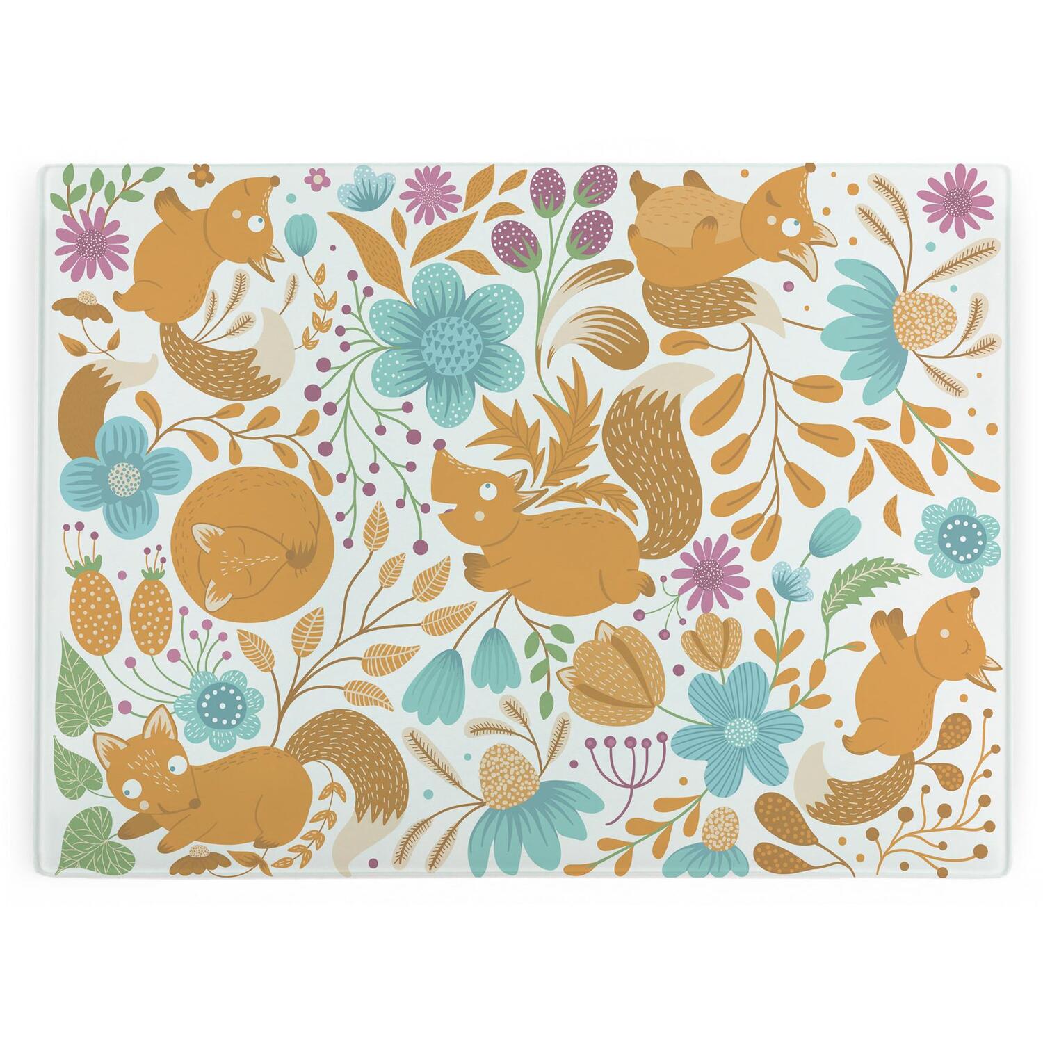 Image of Orange Foxes Large Smooth Glass Worktop&hellip;