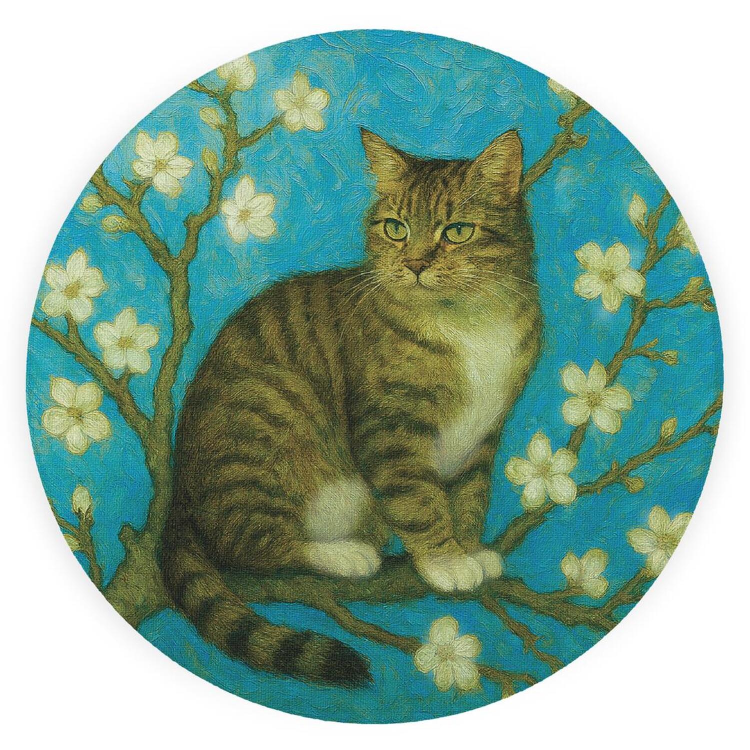 Image of Van Gogh Blossoms Tabby Cat Textured&hellip;