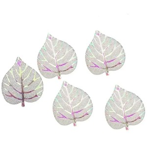 Pack of 15 White and Gold Glitter Leaf Resin Embellishments Flat Back