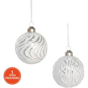 Scandi White and Silver Bauble