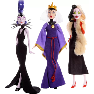 Mattel Disney Villains Fashion Dolls 3-Pack - Evil Queen, Cruella De Vil, Yzma