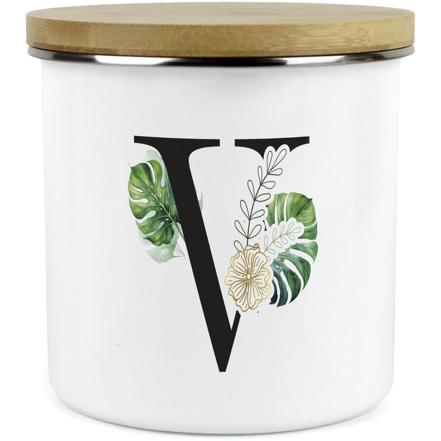 Purely Home Green & Gold Letter V Large Storage Canister